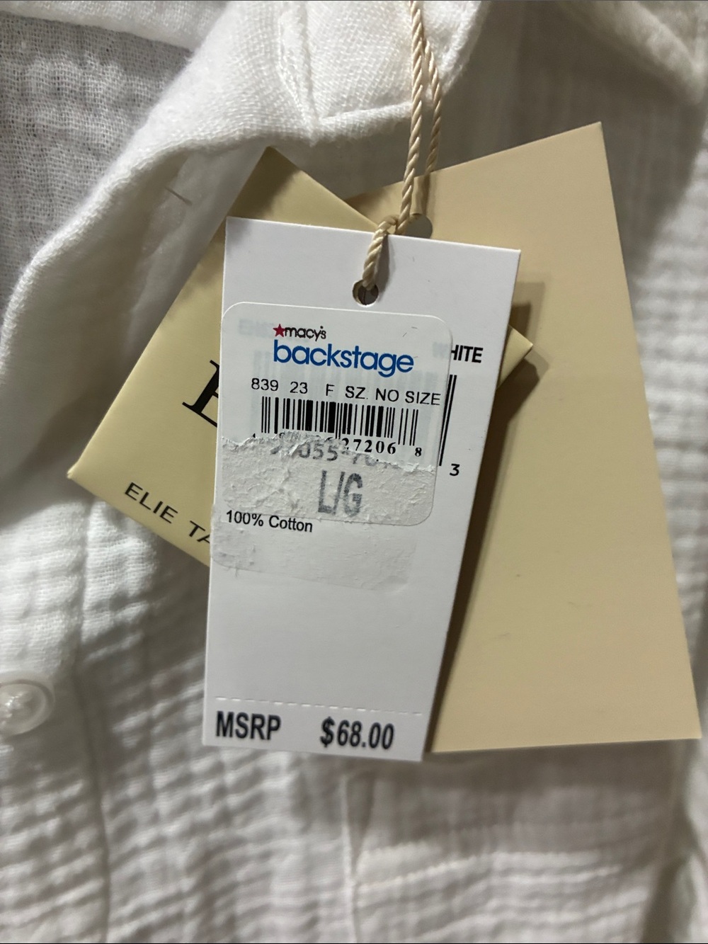Elie Tahari White Textured Cotton Button-Down Shirt - Picture 8 of 14